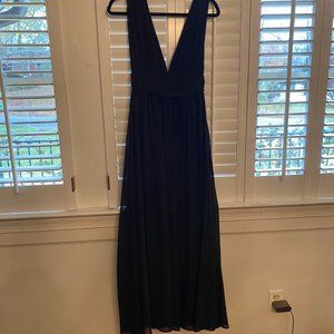 Black Plunge Neckline Long Gown - Lulus Brand - Size S